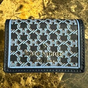 Kate Spade Geometric Blue multi fold wallet NWOT